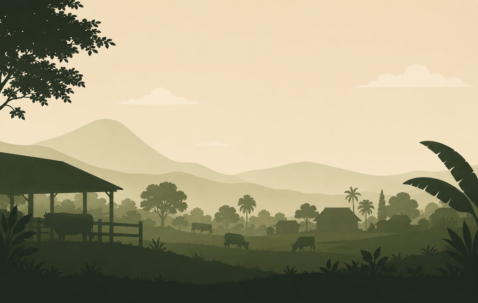 Ilustrasi lanskap peternakan sapi perah